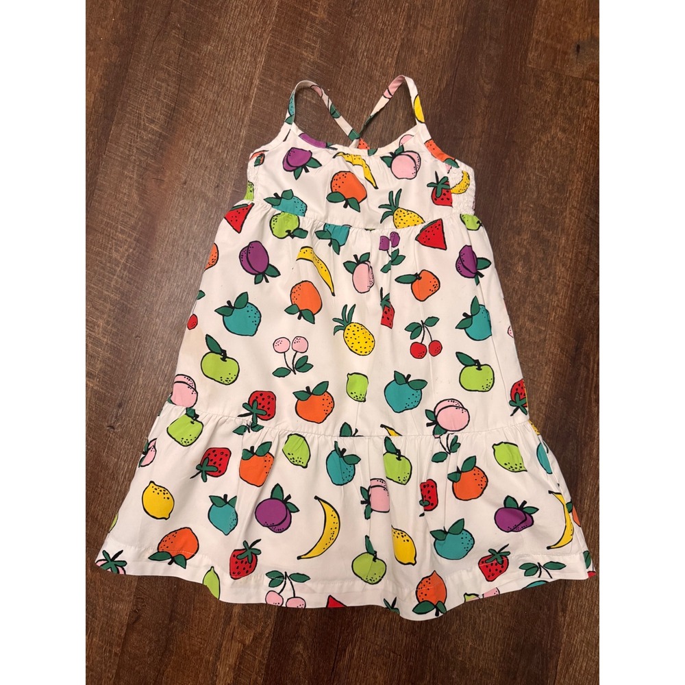 Hanna Andersson Girls Fruit Print Tiered Sundress Size 100 US 4 Cotton